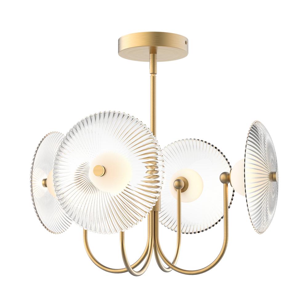 ALORA MOOD Lighting Hera PD417904BGCR Pendant, LED, Brushed Gold/Clear Ribbed Glass
