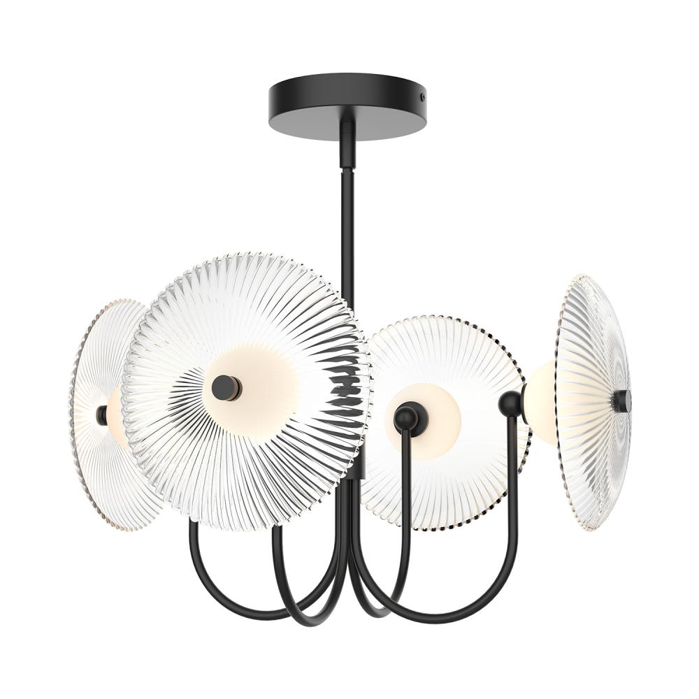 ALORA MOOD Lighting PD417904MBCR Pendant, LED, Matte Black/Clear Ribbed Glass