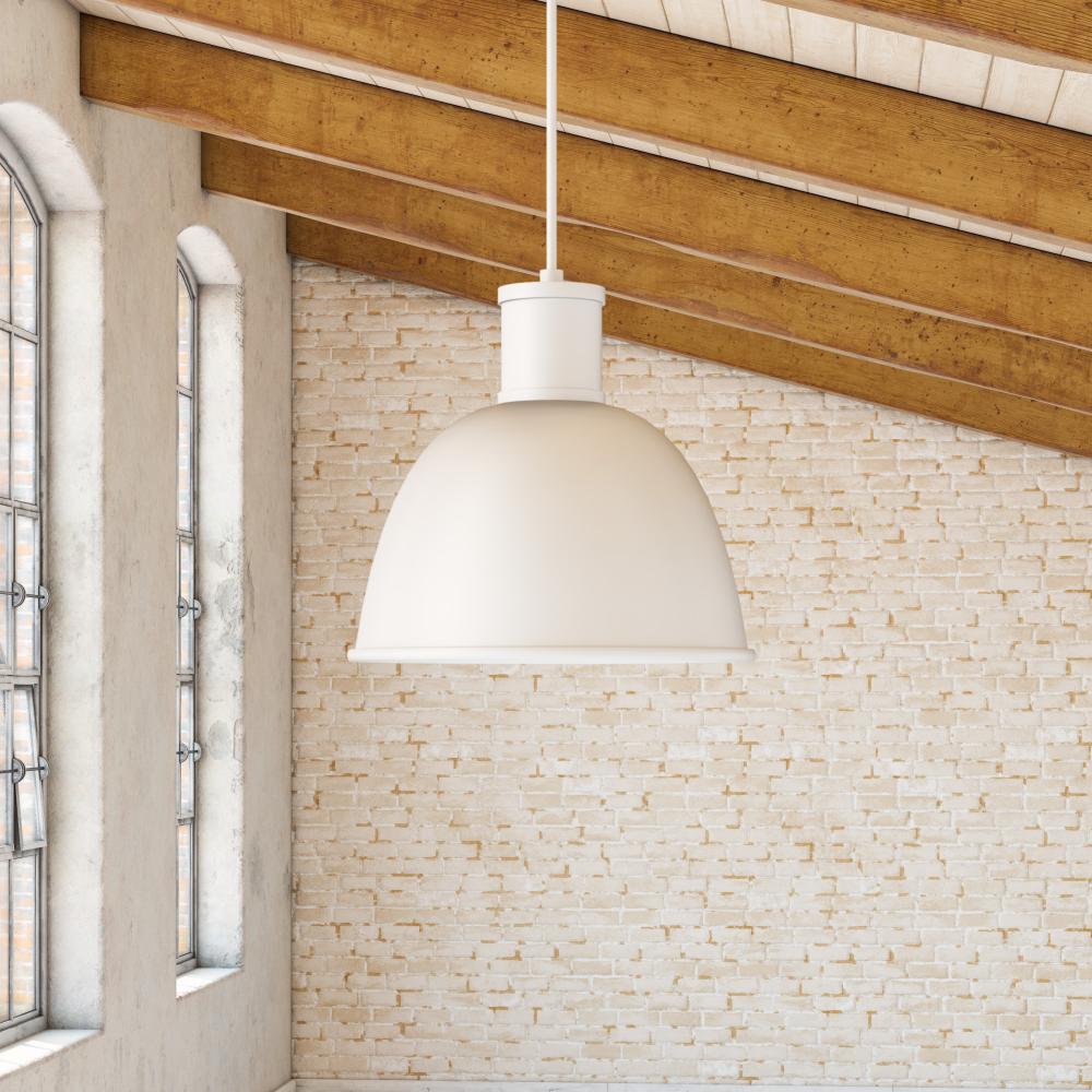 Kuzco 493516-WH Pendant, 16-in, 1 Light, Adjustable Cloth Cable, White