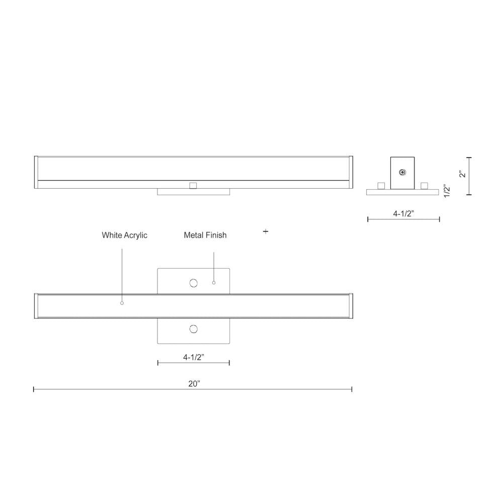 Kuzco Jane-Slim VL6220-CH Vanity Light Fixture, UL Damp Rated, Chrome