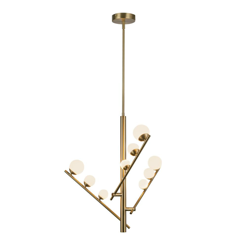 Kuzco Lighting CH55524-BG/OP Juniper 3 Head Chandelier, LED, Brushed Gold/Opal Glass