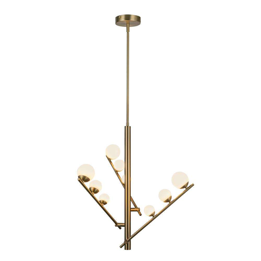 Kuzco Lighting CH55524-BG/OP Juniper 3 Head Chandelier, LED, Brushed Gold/Opal Glass
