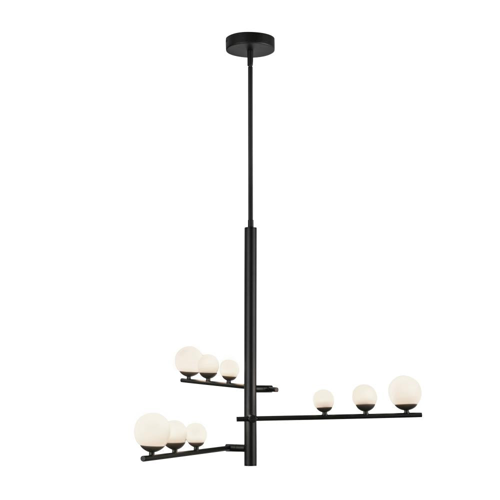 Kuzco Juniper CH55524-BK/OP Chandelier, LED, Black/Opal Glass