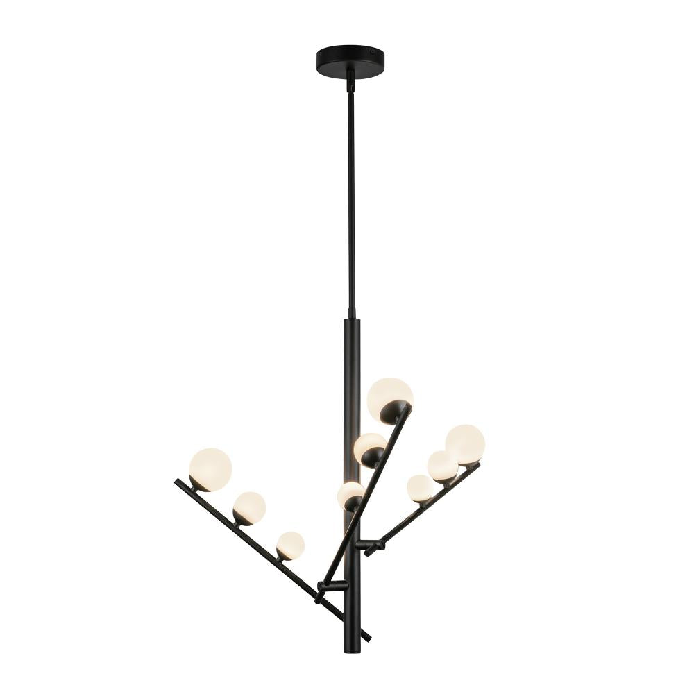 Kuzco Juniper CH55524-BK/OP Chandelier, LED, Black/Opal Glass