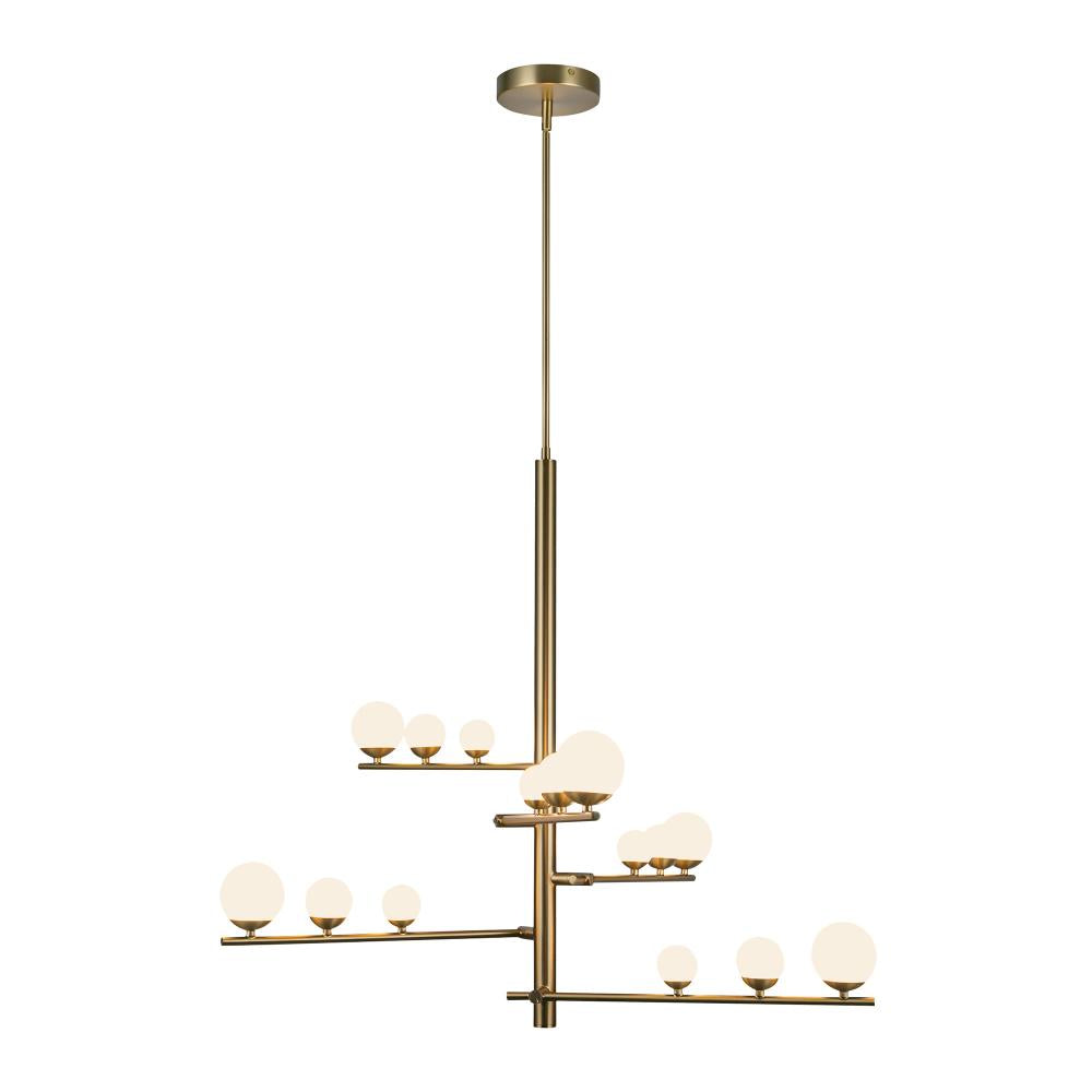 Kuzco 55530-BG/OP Juniper 5 Head Chandelier, UL Listed, Brushed Gold/Opal Glass