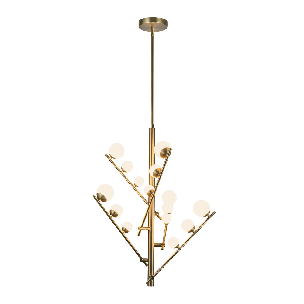 Kuzco 55530-BG/OP Juniper 5 Head Chandelier, UL Listed, Brushed Gold/Opal Glass