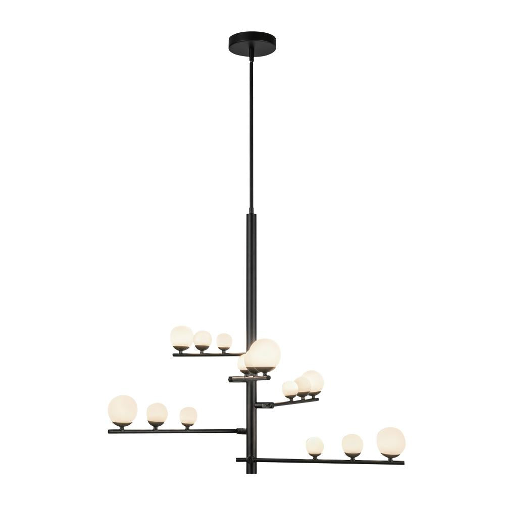 Kuzco Lighting CH55530-BK/OP Juniper 5 Head LED Chandelier, UL Listed, Black/Opal Glass