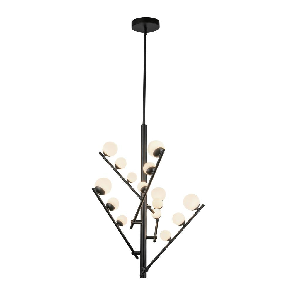 Kuzco Lighting CH55530-BK/OP Juniper 5 Head LED Chandelier, UL Listed, Black/Opal Glass