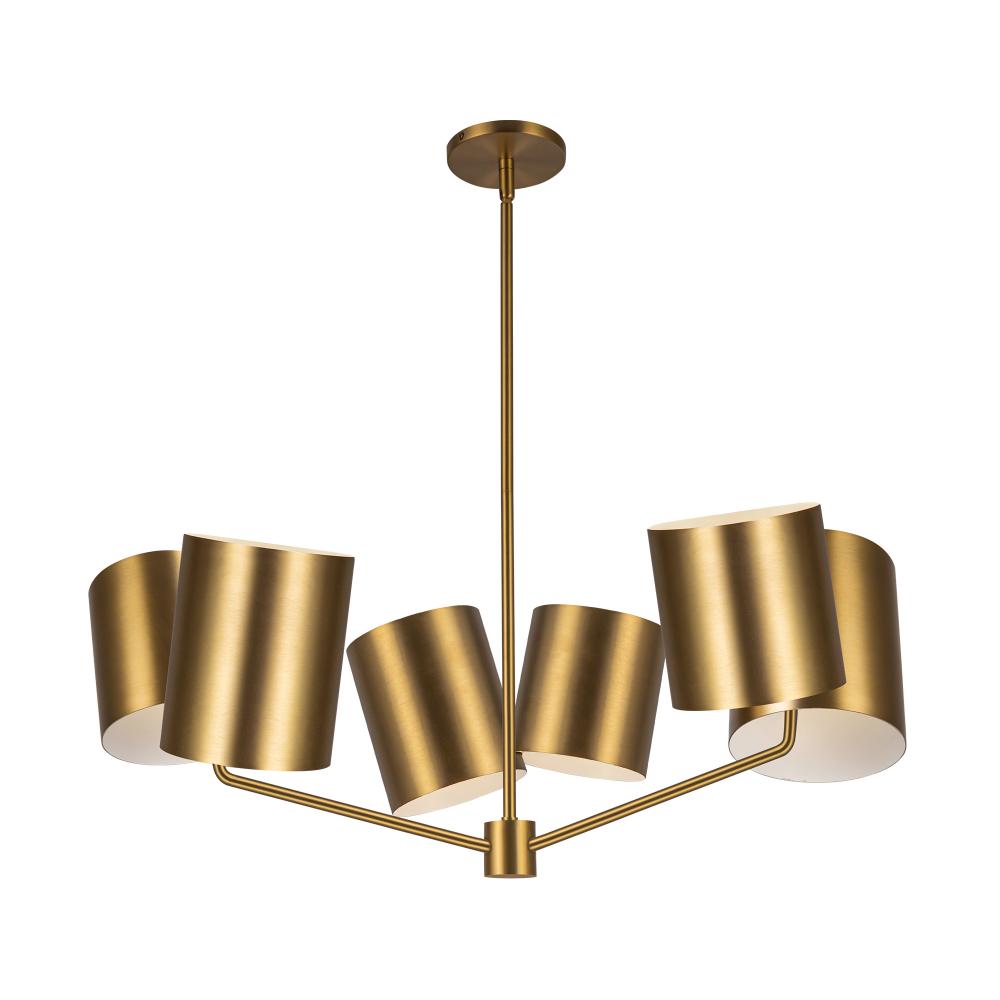 Kuzco Keiko CH58830-BG Chandelier, 30-in, 6 Lights, Brushed Gold