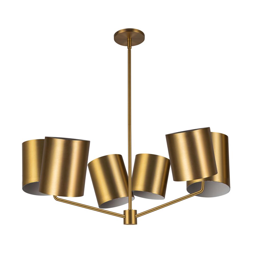 Kuzco Keiko CH58830-BG Chandelier, 30-in, 6 Lights, Brushed Gold