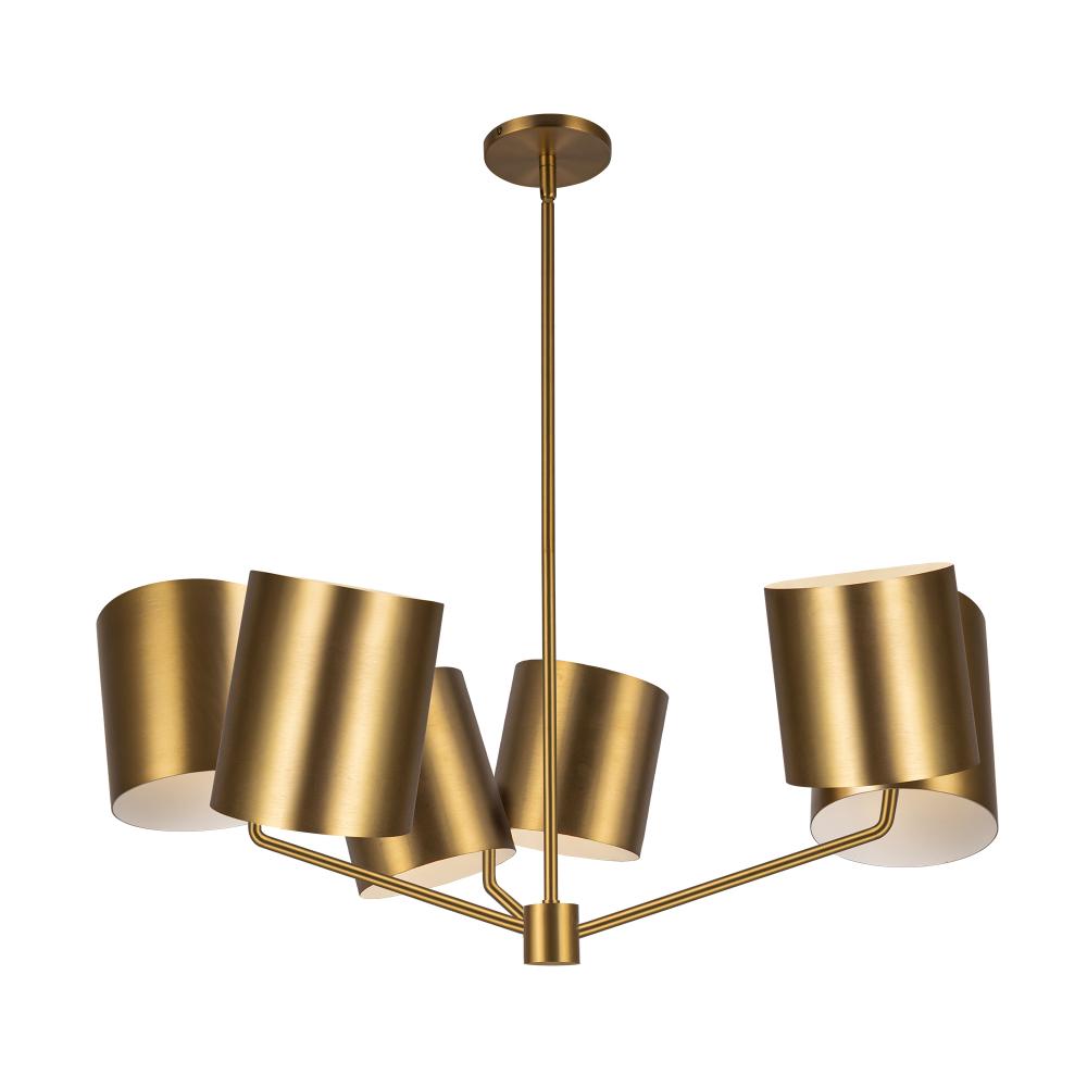 Kuzco Keiko CH58830-BG Chandelier, 30-in, 6 Lights, Brushed Gold