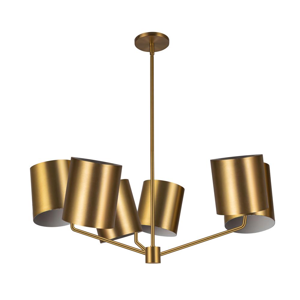 Kuzco Keiko CH58830-BG Chandelier, 30-in, 6 Lights, Brushed Gold