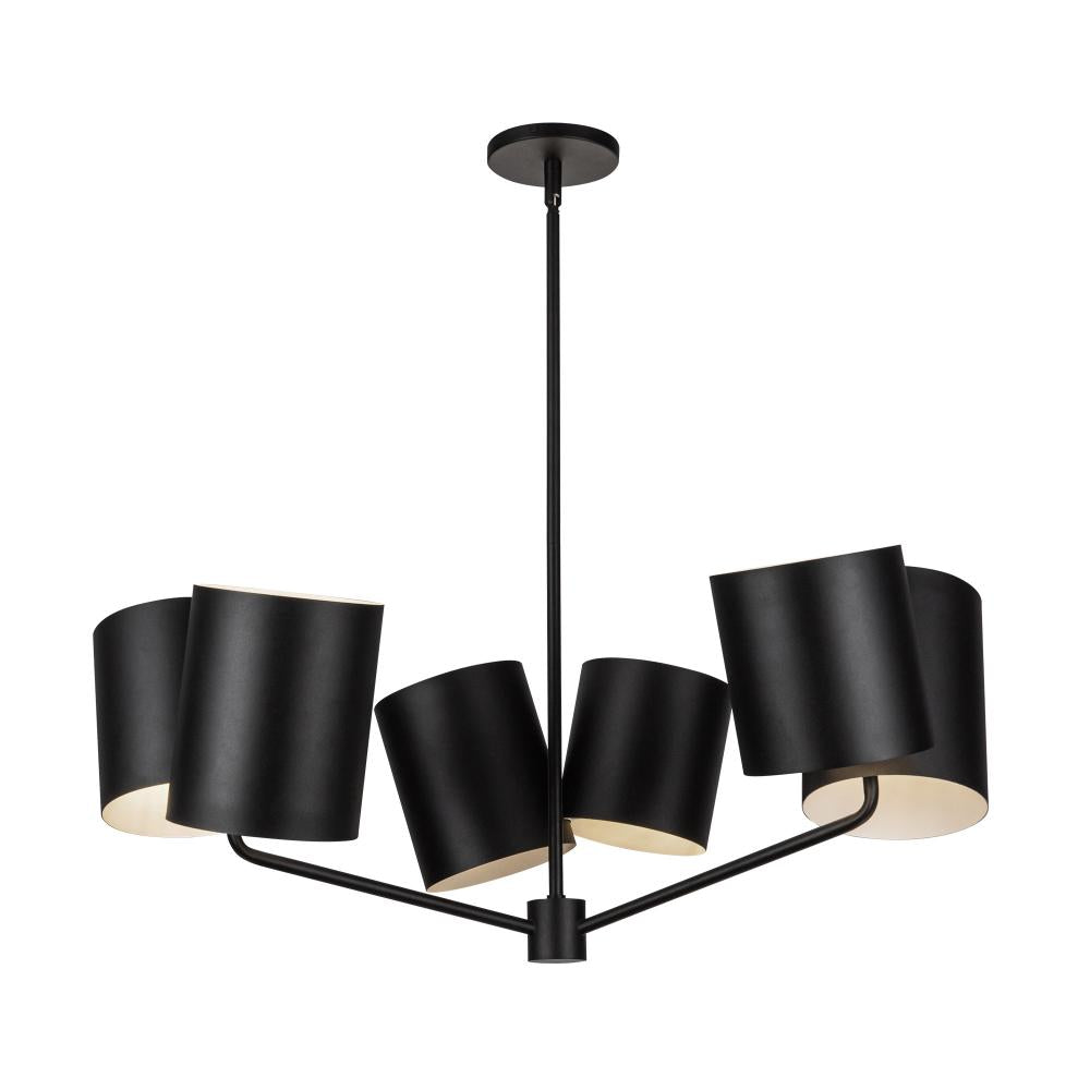 KUZCO Lighting CH58830-BK Keiko 30-in Black 6 Lights Chandelier, UL Listed, Black