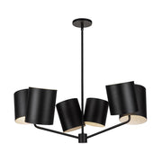 KUZCO Lighting CH58830-BK Keiko 30-in Black 6 Lights Chandelier, UL Listed, Black