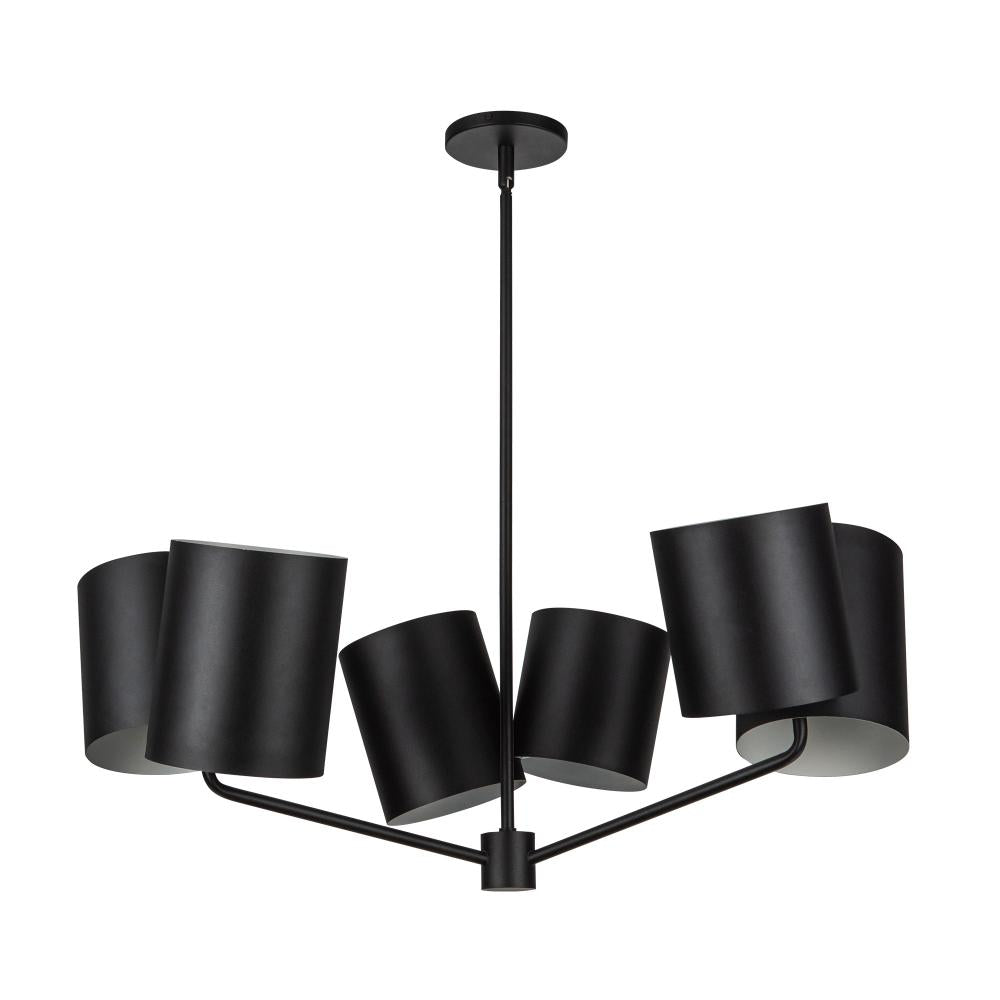KUZCO Lighting CH58830-BK Keiko 30-in Black 6 Lights Chandelier, UL Listed, Black