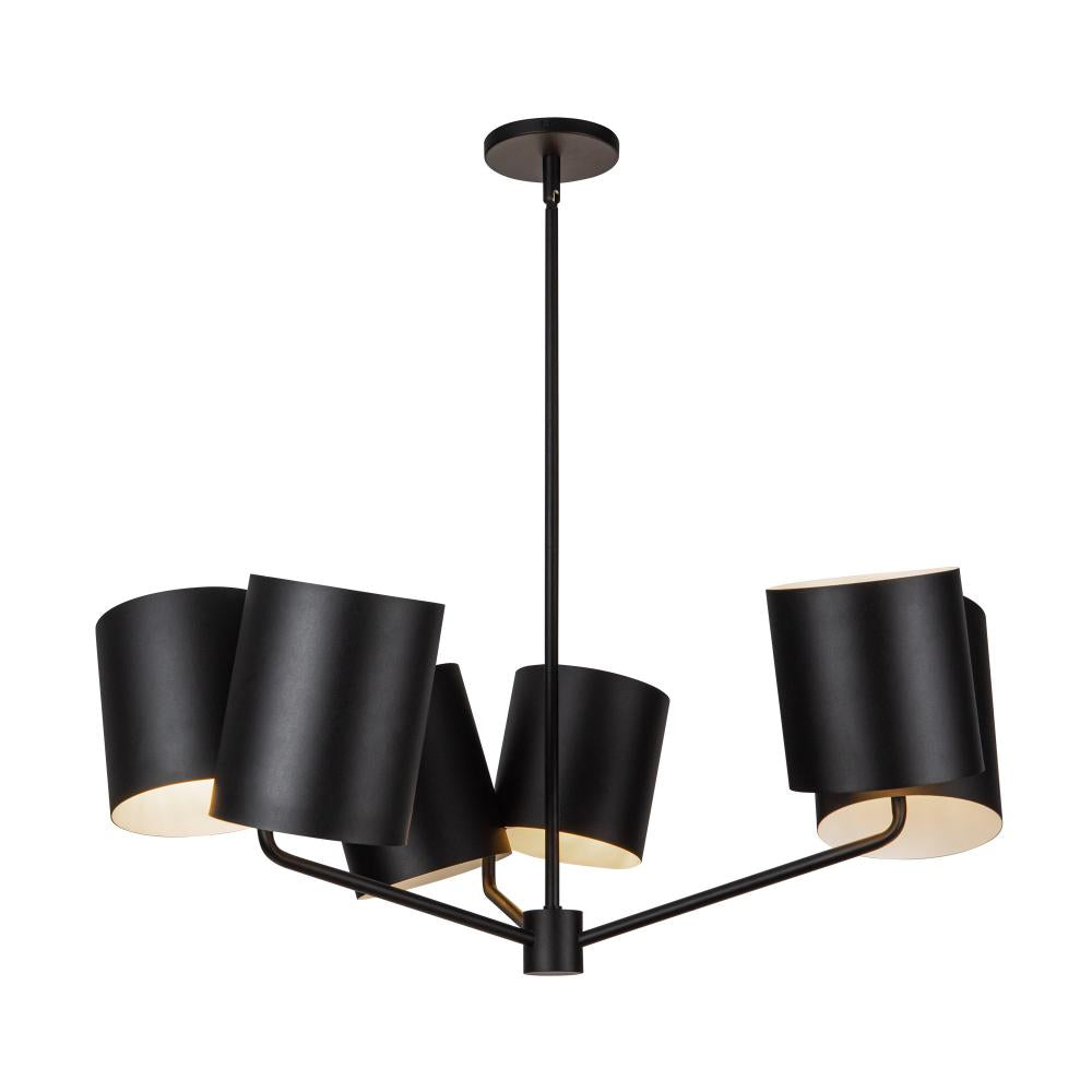 KUZCO Lighting CH58830-BK Keiko 30-in Black 6 Lights Chandelier, UL Listed, Black