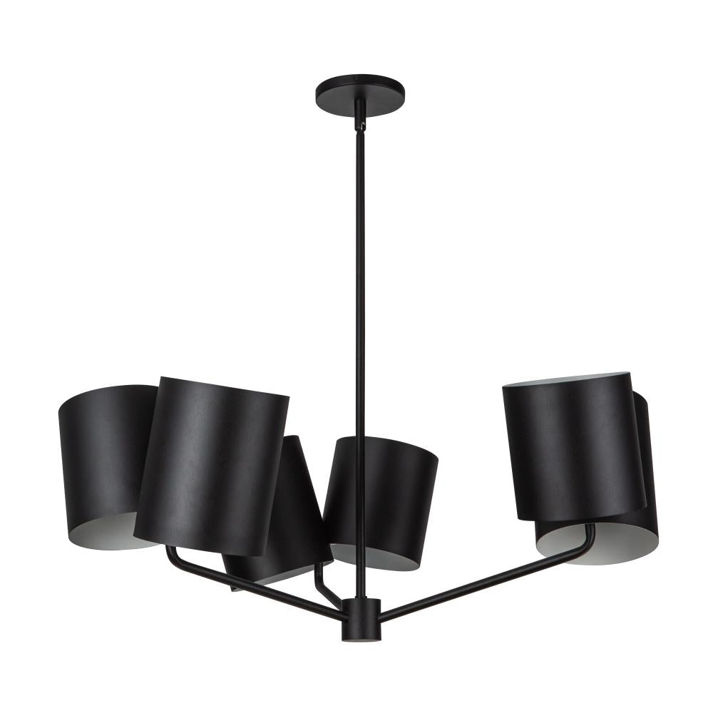 KUZCO Lighting CH58830-BK Keiko 30-in Black 6 Lights Chandelier, UL Listed, Black