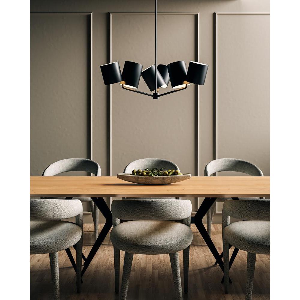 KUZCO Lighting CH58830-BK Keiko 30-in Black 6 Lights Chandelier, UL Listed, Black