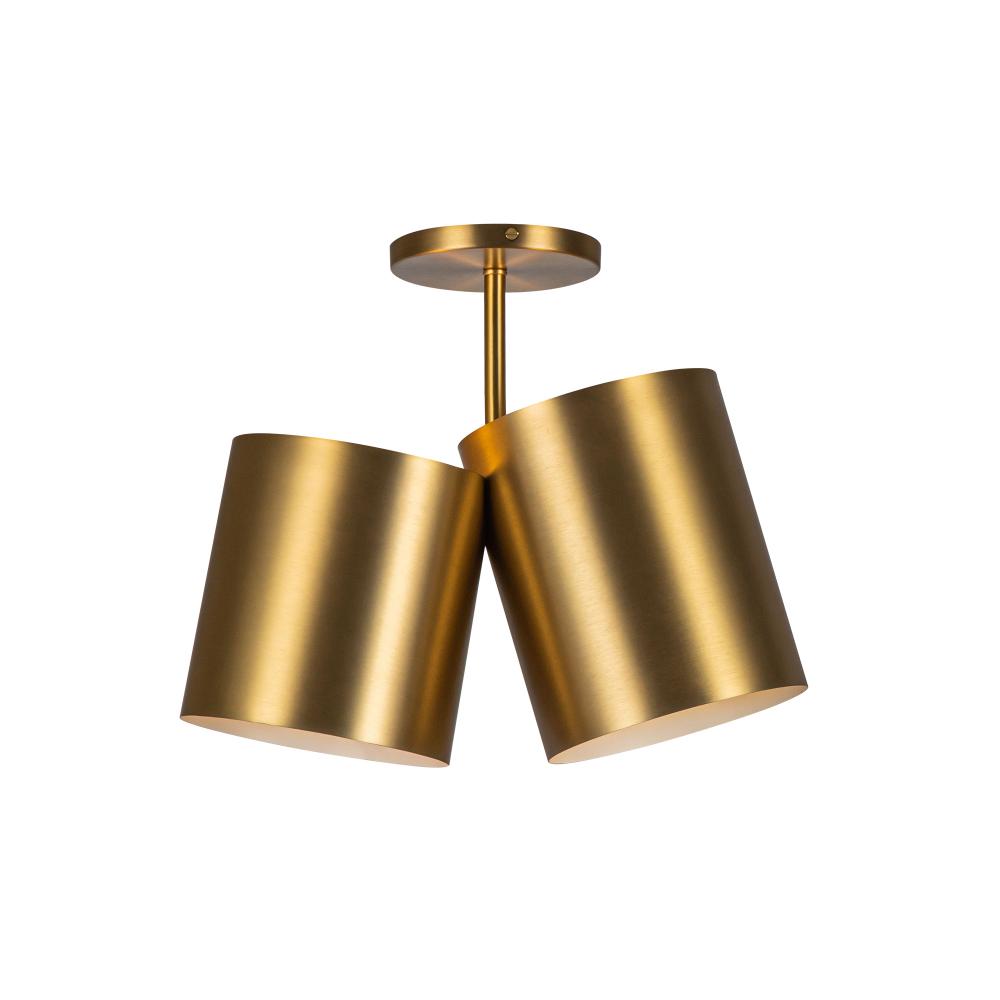 Kuzco SF58814-BG Keiko 14-in Semi-Flush Mount Light Fixture, UL Damp Rated, Brushed Gold
