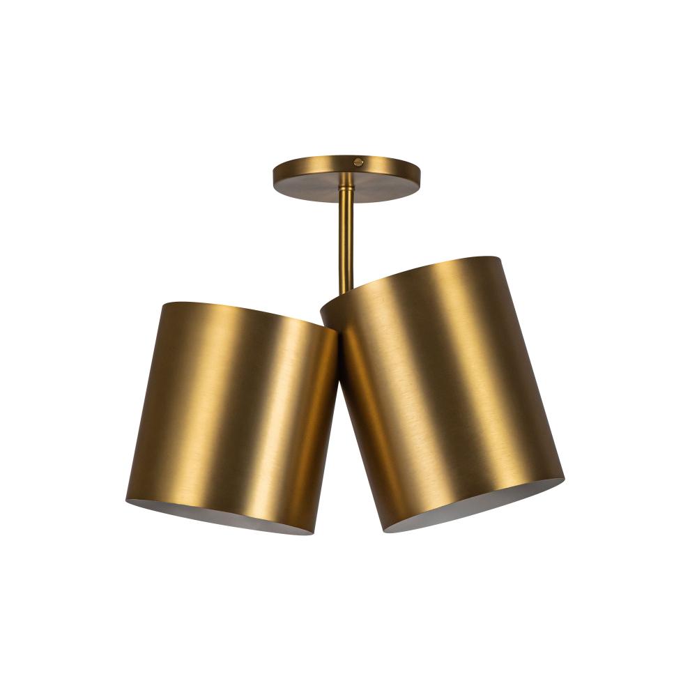 Kuzco SF58814-BG Keiko 14-in Semi-Flush Mount Light Fixture, UL Damp Rated, Brushed Gold