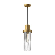 ALORA MOOD Lighting PD435605BGCR Pendant, 1 Light, Brushed Gold/Clear Ribbed Glass