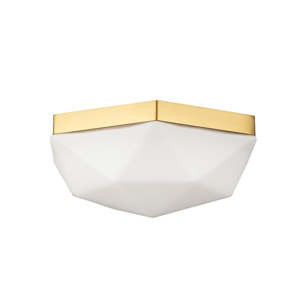 ALORA MOOD Lighting FM424512BGOP Flush Mount, UL Damp Rated, Brushed Gold/Opal Glass