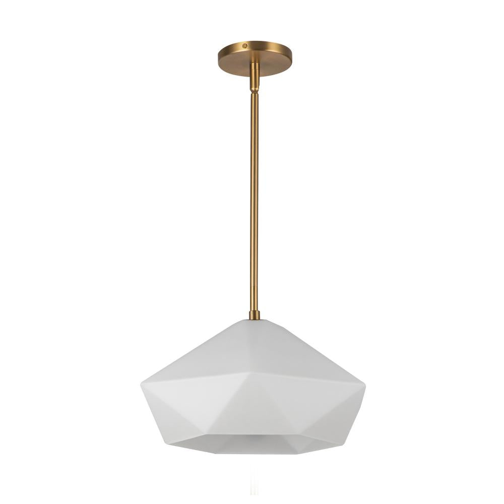 ALORA MOOD Lighting PD424514BGOP Pendant, 1 Light, Brushed Gold/Opal Glass