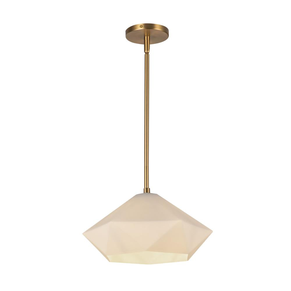 ALORA MOOD Lighting PD424514BGOP Pendant, 1 Light, Brushed Gold/Opal Glass