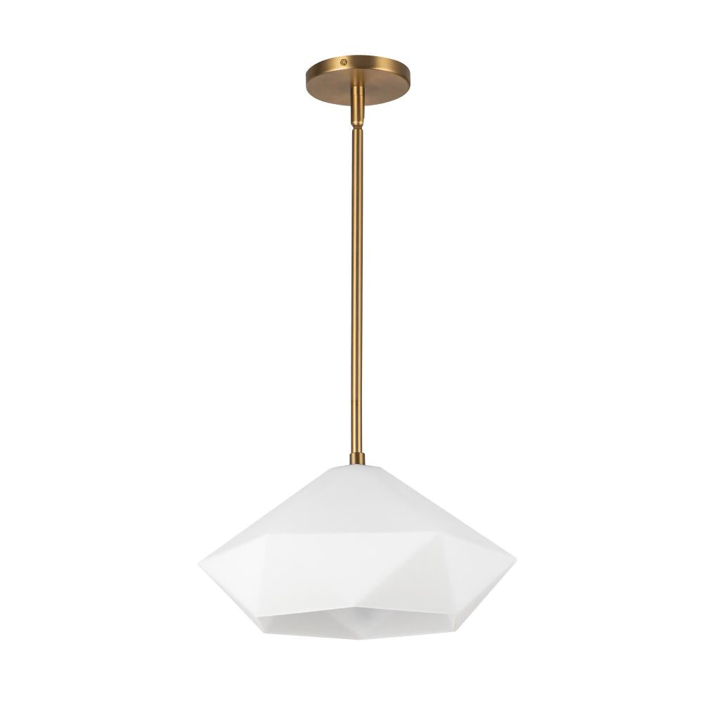 ALORA MOOD Lighting PD424514BGOP Pendant, 1 Light, Brushed Gold/Opal Glass