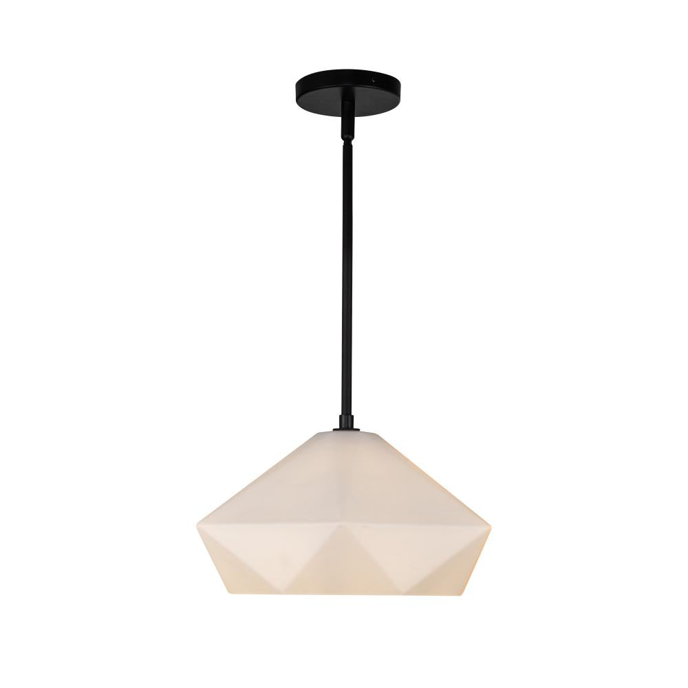 ALORA MOOD Lighting PD424514MBOP Pendant, 1 Light, Matte Black/Opal Glass