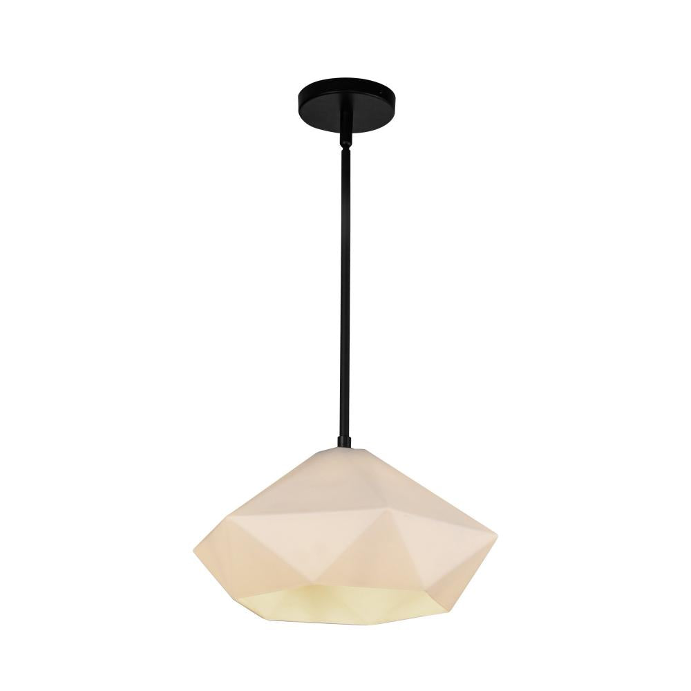 ALORA MOOD Lighting PD424514MBOP Pendant, 1 Light, Matte Black/Opal Glass