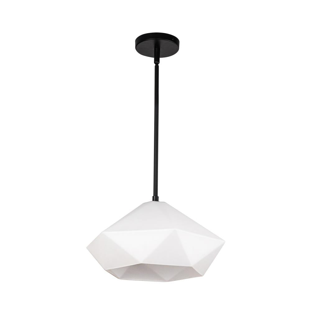 ALORA MOOD Lighting PD424514MBOP Pendant, 1 Light, Matte Black/Opal Glass