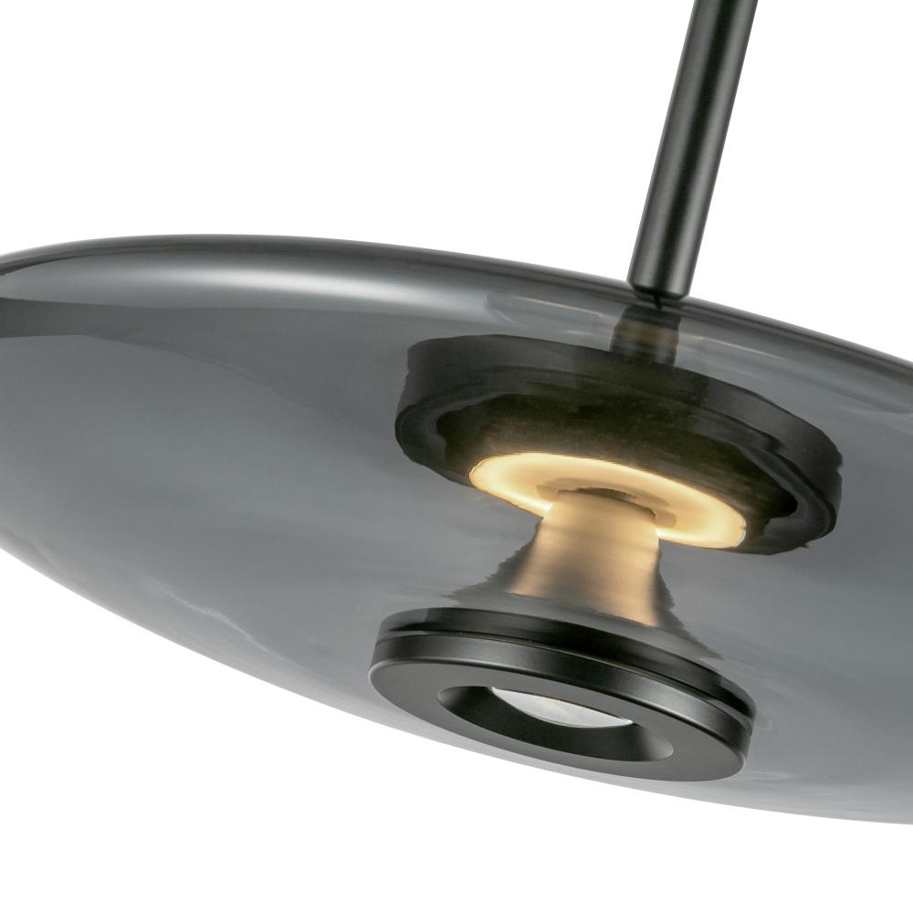 Kuzco PD37018-BK/SM-3WCCT-UNV Pendant, 17-in, Black/Smoked Glass