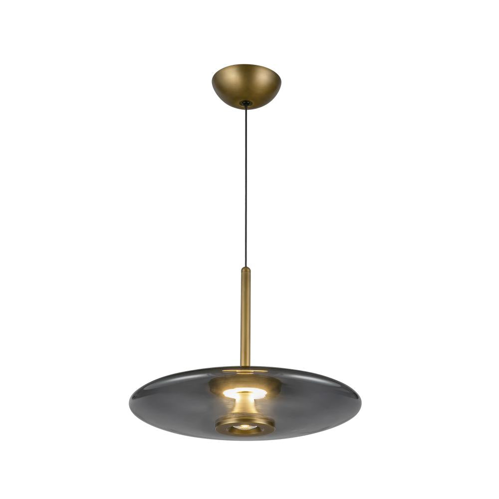 Kuzco PD37018-VB/SM-3WCCT-UNV Pendant, 17-in, Vintage Brass/Smoked Glass
