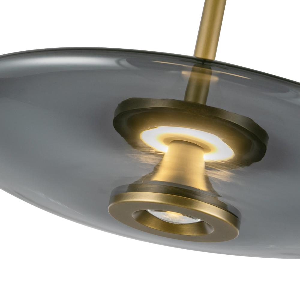 Kuzco PD37018-VB/SM-3WCCT-UNV Pendant, 17-in, Vintage Brass/Smoked Glass