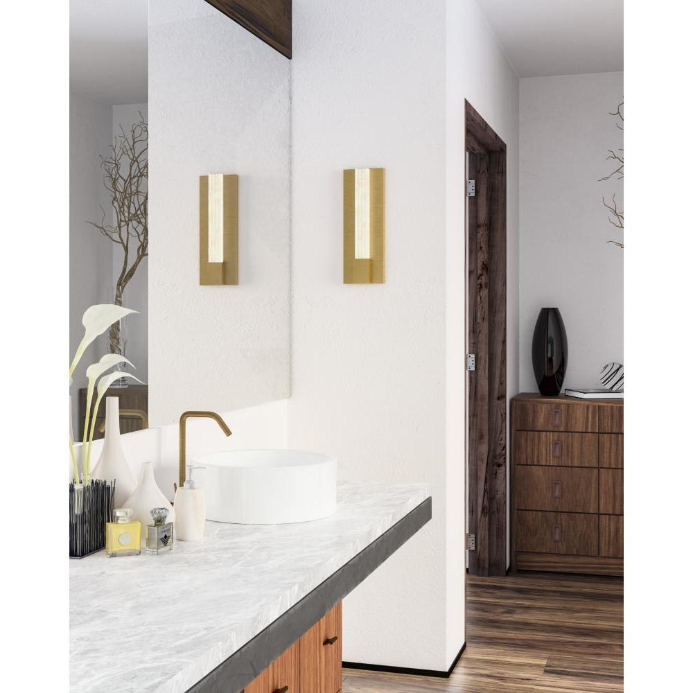 ALORA Lighting Kismet WV322114VBAR LED Wall/Vanity Lights, Vintage Brass/Alabaster