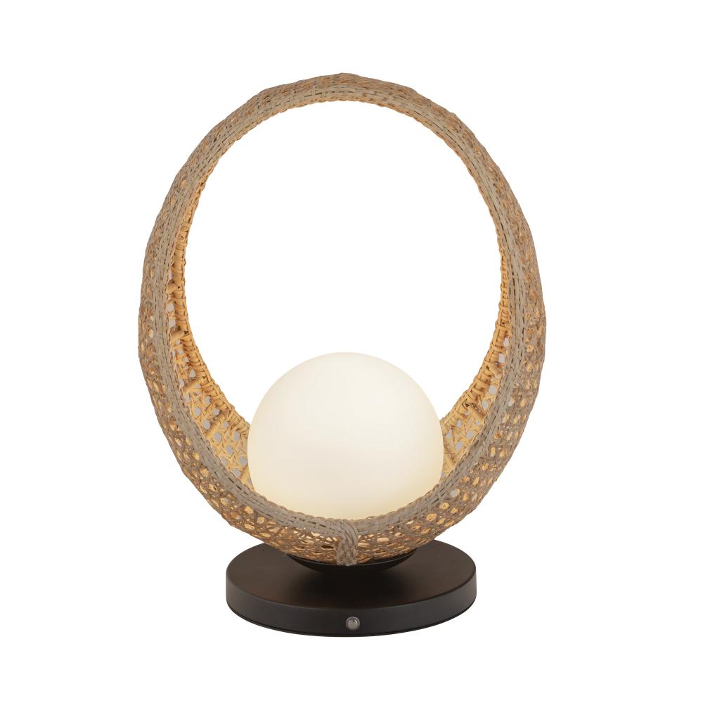 Kuzco TL20616-BK/OP Table Lamp, Black/Opal Glass