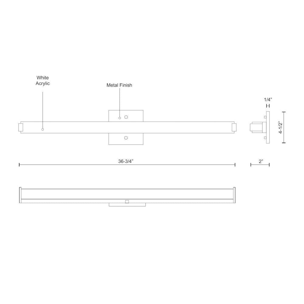 Kuzco Latitude-Slim VL4737-CH Vanity Light Fixture, UL Damp Rated, Chrome