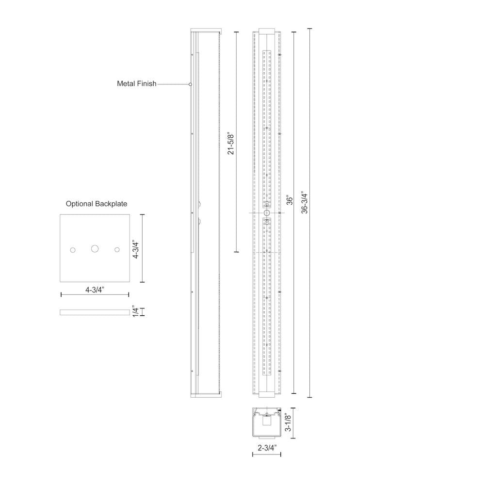 Kuzco Lighting VL47237-CH Vanity Light Fixture, UL Damp Rated, Chrome