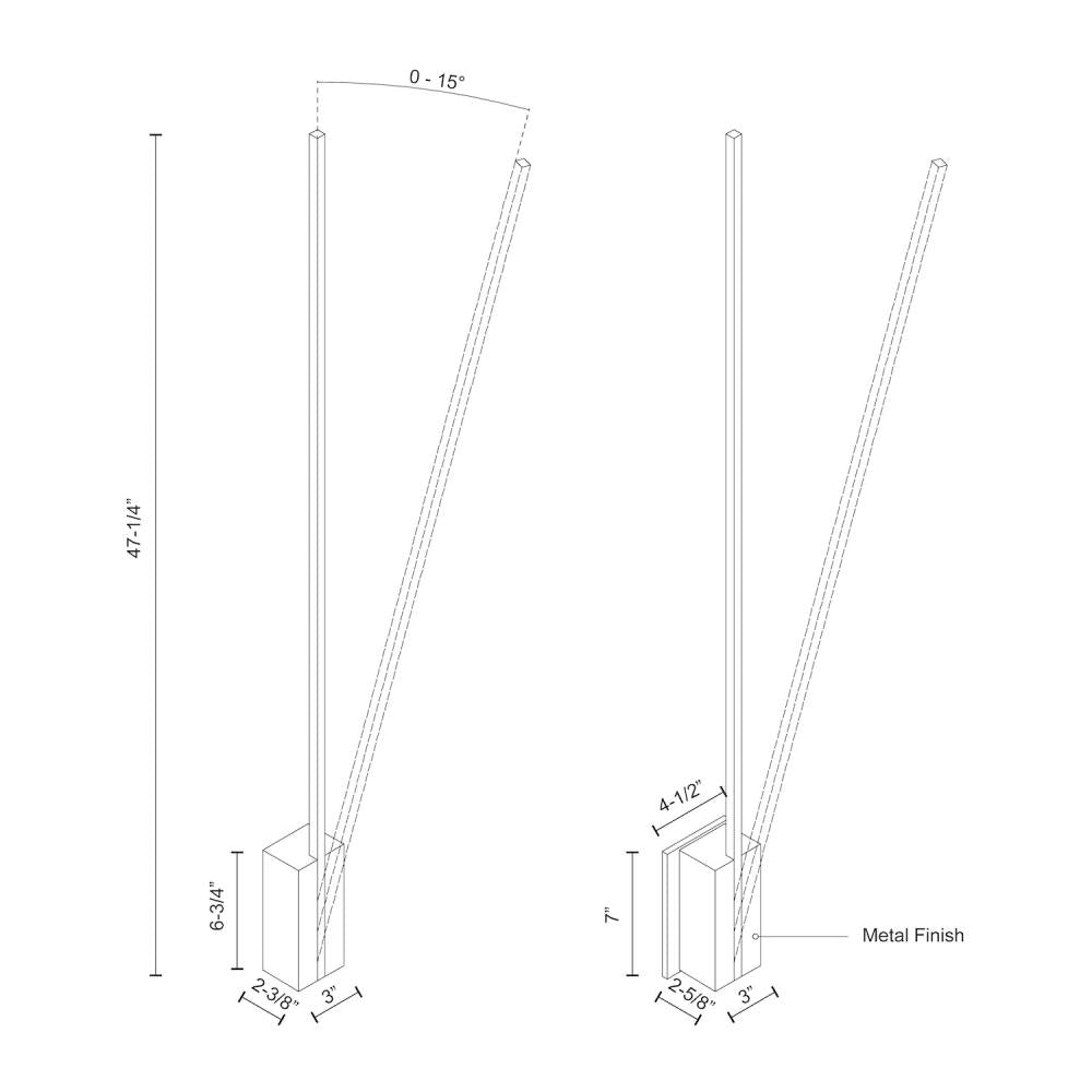 Kuzco Lever WS13748-BK Wall Sconce, LED, Adjustable Angle, Black