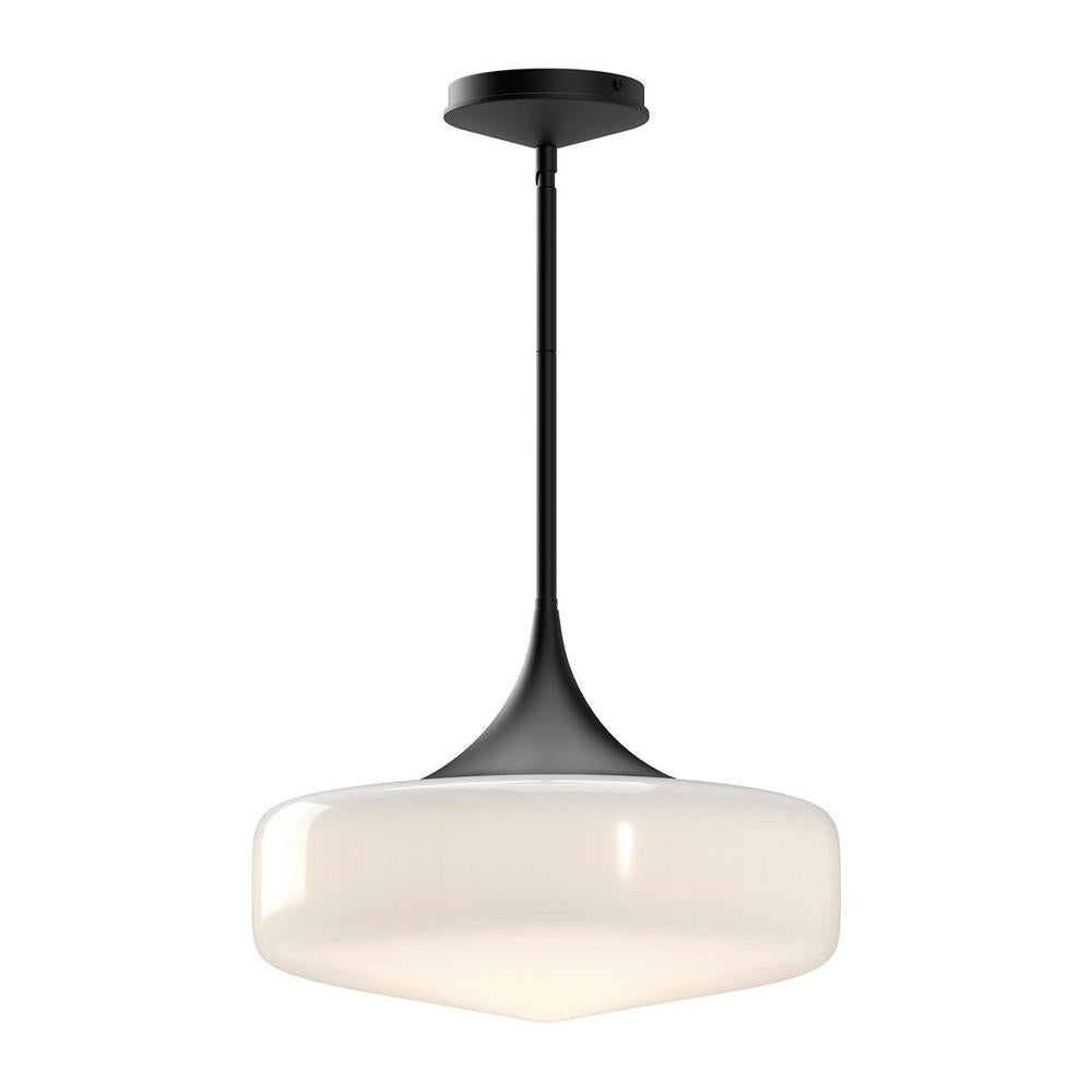 ALORA MOOD Lighting PD440814MBGO Pendant, 1 Light, Glossy Opal Glass/Matte Black