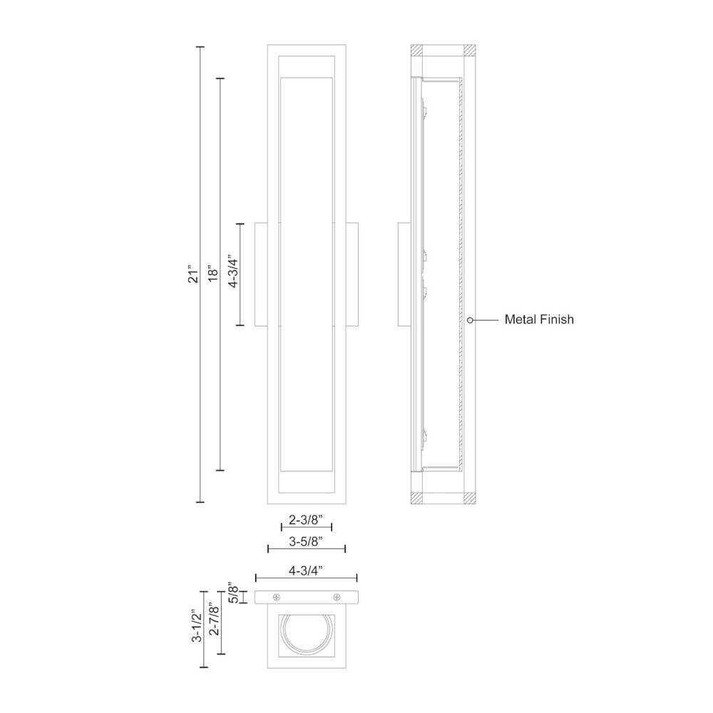 Kuzco WS83421-BK Wall Sconce, LED, Modern Design, Black