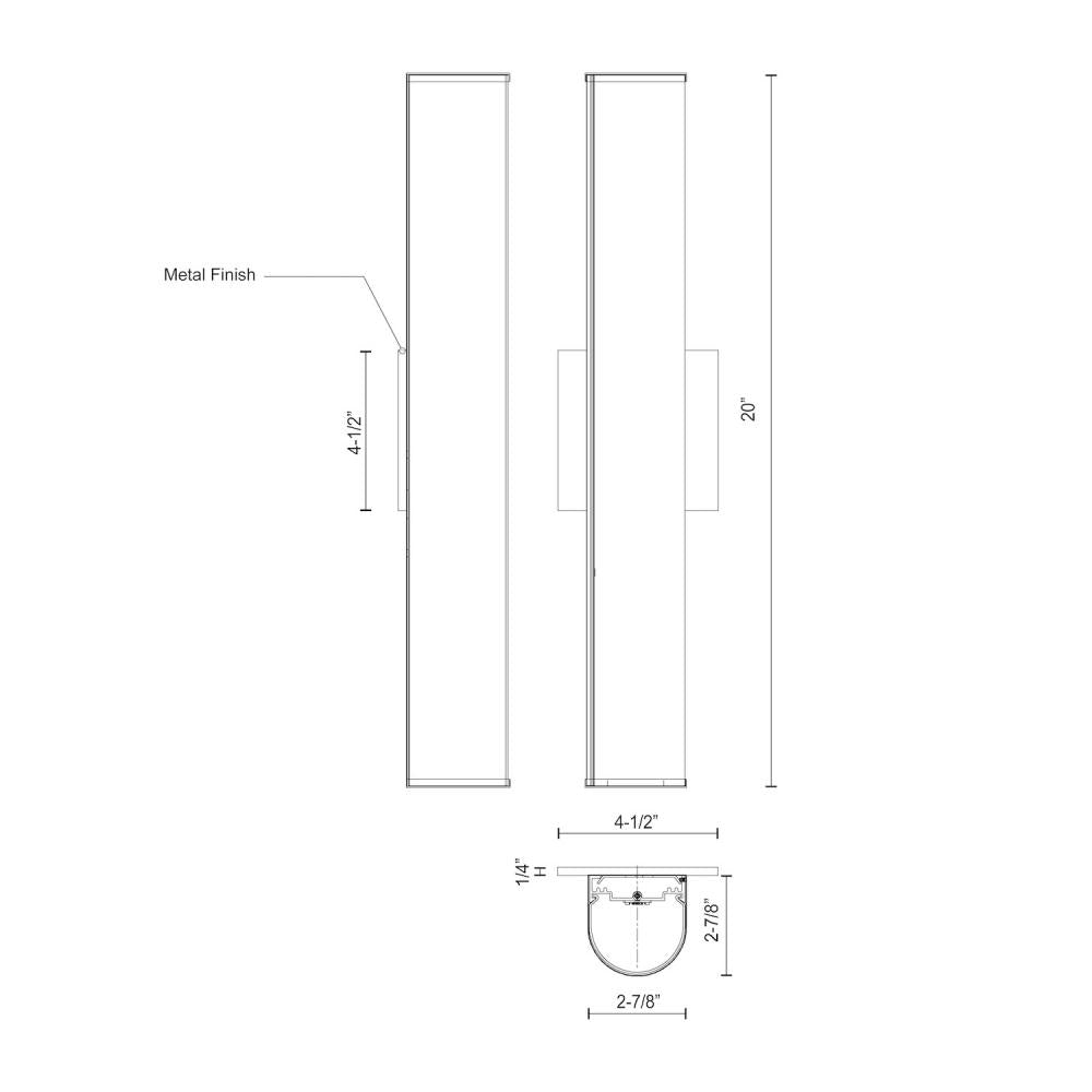 Kuzco Lighting VL61220-CH Vanity Light Fixture, UL Damp Rated, Chrome