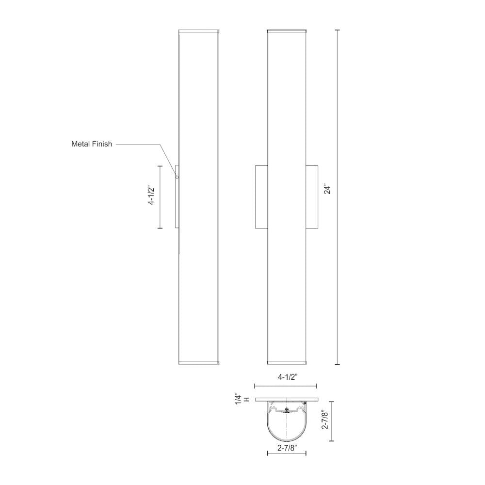 Kuzco Lighting VL61224-CH Vanity Light Fixture, UL Damp Rated, Chrome