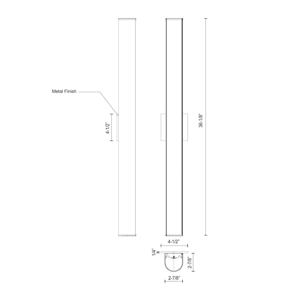 Kuzco VL61236-CH Longitude 36-in Vanity Light Fixture, UL Damp Rated, Chrome