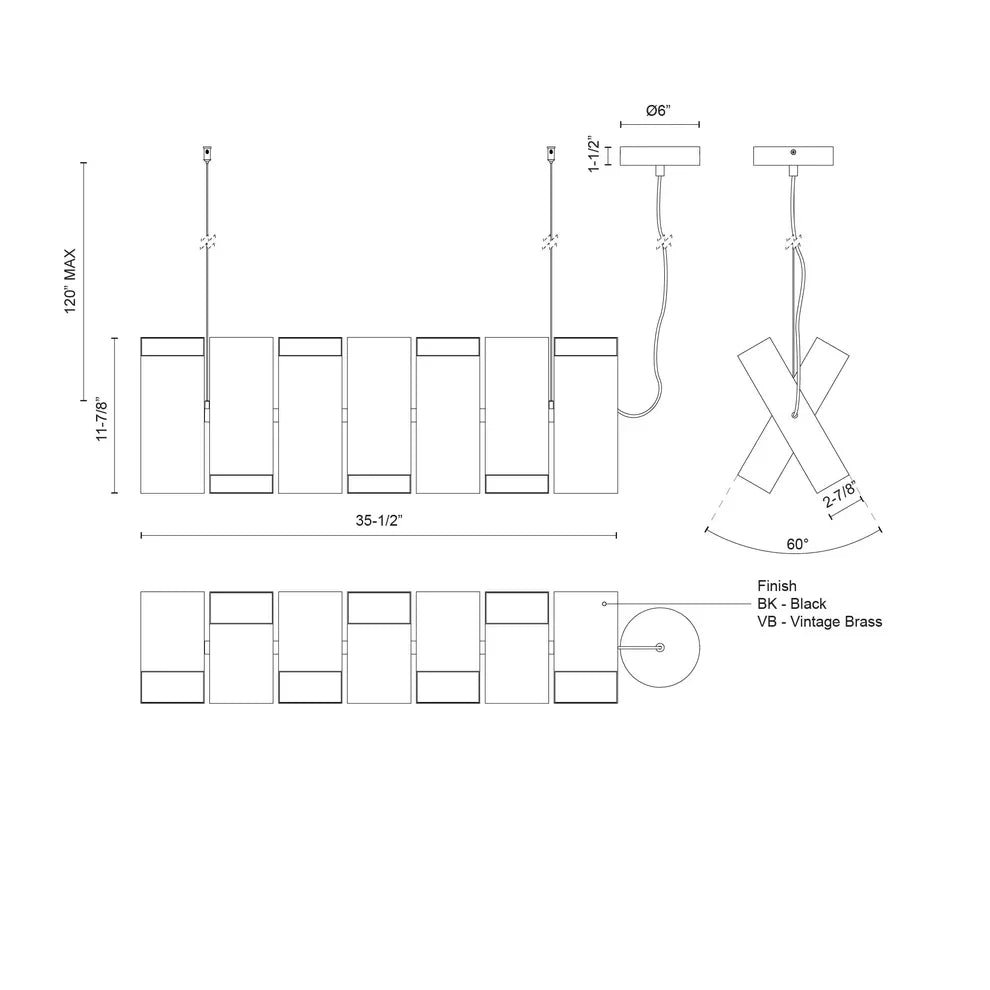 Kuzco Lighting LP17435 Black LED Linear Pendant, Adjustable Configurations, Black