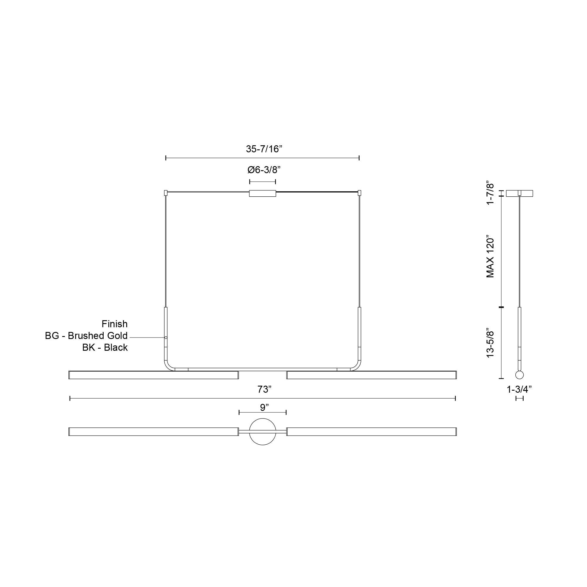 Vesper 73-in Brushed Gold LED Linear Pendant
