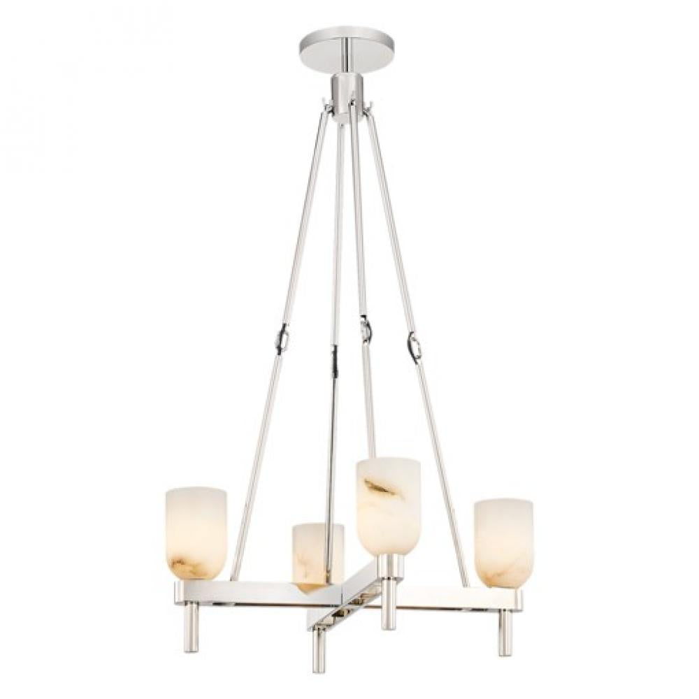 ALORA Lighting PD338422PNAR Pendant, 4 Lights, Polished Nickel/Alabaster