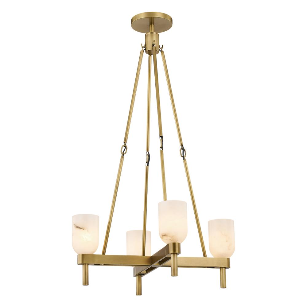 ALORA Lighting PD338422VBAR Pendant, 4 Lights, Vintage Brass/Alabaster
