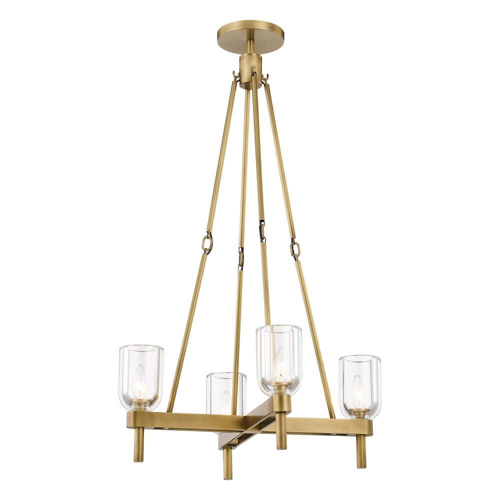 Alora Lighting PD338422VBCC Lucian 22-in Clear Crystal/Vintage Brass Pendant, UL Listed, Vintage Brass